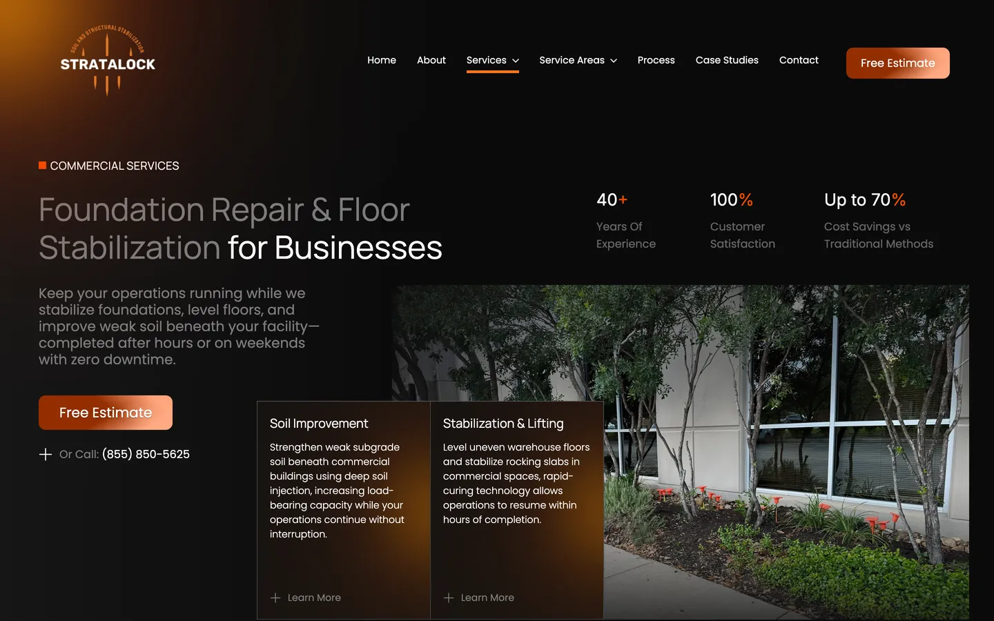 StrataLock's page for businesses: Foundation Repair & Floor Stabilization for Businesses