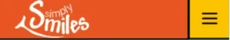 Simply Smiles mobile site header: the orange logo bar and its menu button