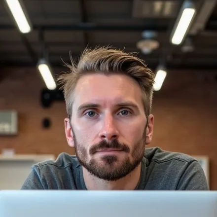 Kyle Rutten of Bullfinch, at his laptop
